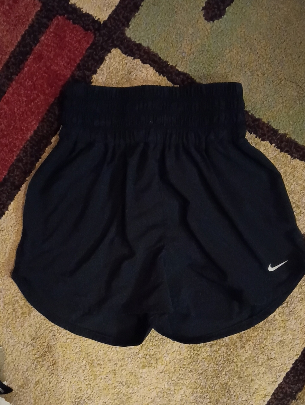 Nike Women's Black Athletic Running Shorts with White Swoosh Size Medium